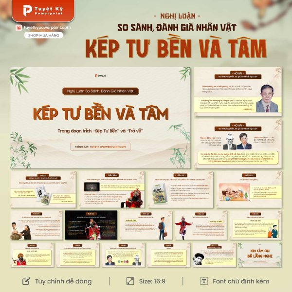Slide nghị luận so sánh, đánh giá nhân vật Kép Tư Bền và Tâm